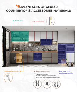 Ensemble de meubles de cuisine modernes prêts à l'emploi <span class=keywords><strong>George</strong></span> Mauritius avec évier et crédence, portes en bois massif, armoires basses durables - Product Image 3