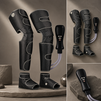 Bandes de compression chauffantes pour genoux et jambes avec 4 modes de massage, intensité réglable pour pieds, mollets et cuisses, noir avec bordure grise