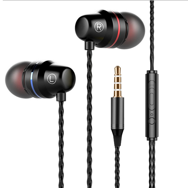 Metal Wired In-Ear Earphones 3.5M Jack Stereo Bass Music Earbuds With Mic for Mobile Phone