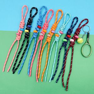 Liontin rantai kunci mobil kepribadian, warna-warni, poliester, anyaman tangan Lanyard, aksesori tas pesona - Product Image 2