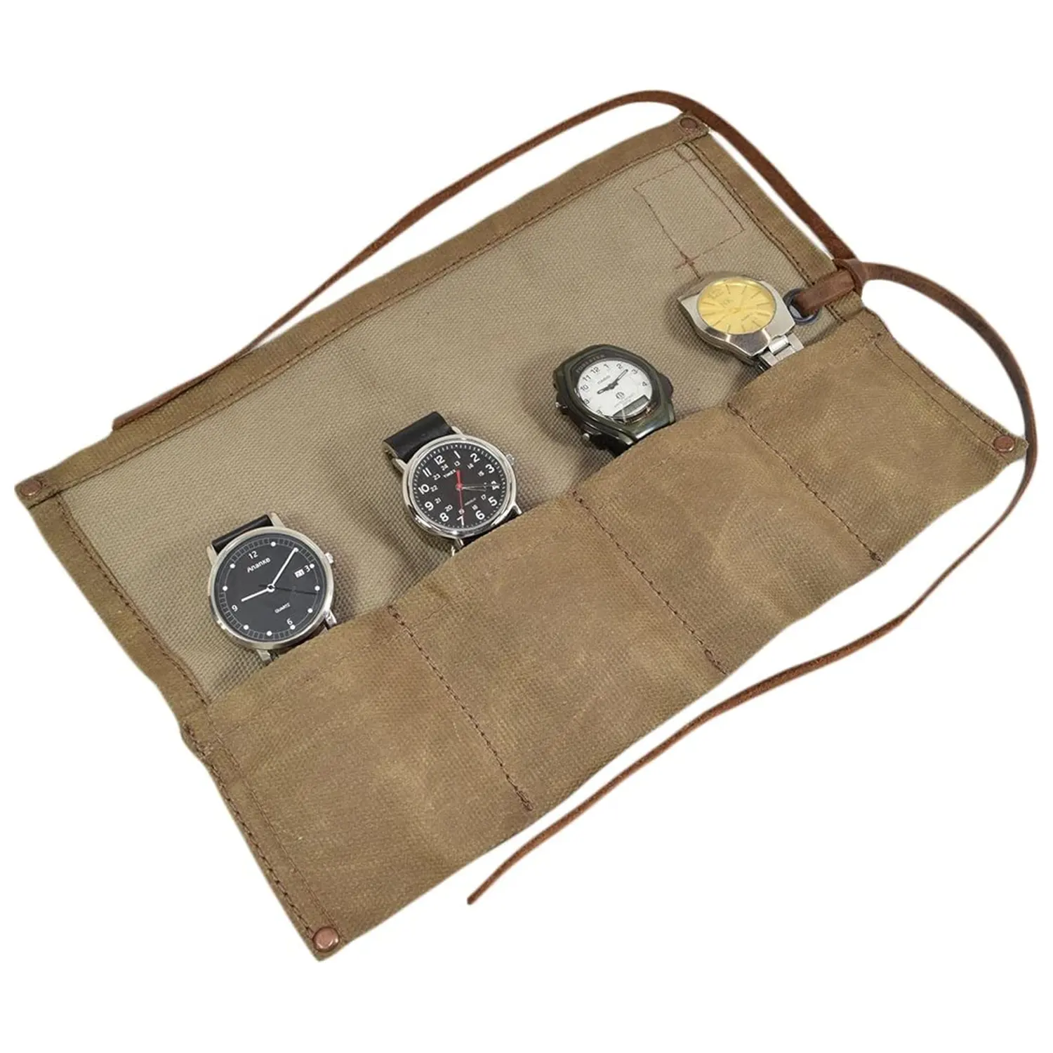 빈티지 방수 캔버스 시계 롤 주최자 최대 4 시계 쉬운 운반 손목 스토리지 가방