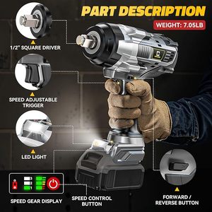 Llave <span class=keywords><strong>de</strong></span> <span class=keywords><strong>Impacto</strong></span> Inalámbrica <span class=keywords><strong>de</strong></span> Alto Torque, Juego <span class=keywords><strong>de</strong></span> Herramientas Eléctricas, <span class=keywords><strong>Pistola</strong></span> <span class=keywords><strong>de</strong></span> <span class=keywords><strong>Impacto</strong></span> Eléctrica sin Escobillas, Luz <span class=keywords><strong>de</strong></span> Trabajo LED - Product Image 2