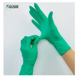 Sarung tangan lateks sekali pakai tinggi segel tangan Fitting tahan alkali asam tahan aus tahan abrasi aloe hijau