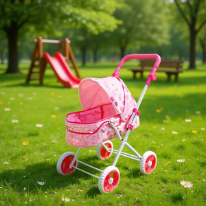Poussette pour poupée Carrozzina Glamour Pink avec mécanisme pliable pour jeux d'enfants 62x33x14 cm - Product Image 3