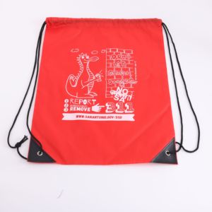 Sac à dos à cordon en nylon 210D polyester imperméable, fabriqué sur mesure en usine - Product Image 4