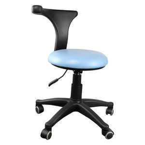 Chaise d'hôpital Vizhen Y5E, réglable en hauteur par système pneumatique, pour optométrie, siège en mousse, cadre noir avec roulettes - Product Image 1