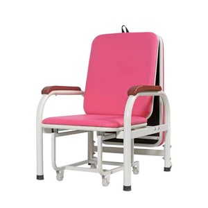 Fauteuil d'accompagnement pliable et inclinable Huikang bleu en acier inoxydable avec accoudoirs pour hôpitaux et hôtels - Product Image 3