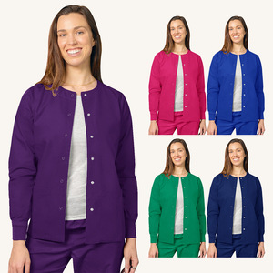 Women Long Sleeve <b>Scrub</b> Set Moisture Wicking Split Uniform Hospital Workwear For Nurses Doctors Professionals - Product Image 3