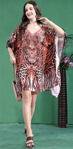 Robe caftan en viscose pour femmes de style africain, longueur mi-longue, tunique décontractée, poncho kimono, finition soyeuse, tenue de vacances bohème - Product Image 4