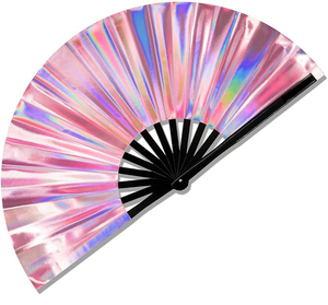 Abanico de Mano Personalizado de PVC, Plástico, Hecho a Mano, para Festivales de Música, Iridiscente, Brillante, con Logotipo Personalizado, Tamaño Personalizado, Recuerdo Artístico - Product Image 4