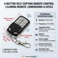 SMG-020M Compatible avec une variété de télécommandes à code roulant, ainsi que toutes les télécommandes à code fixe et à code d'apprentissage 433MHZ