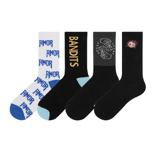 Biểu Tượng Tùy Chỉnh Không Có Tối Thiểu Đặt Hàng Thiết Kế Riêng Thời Trang Thêu Jacquard Mens Thể Thao Bông Crew Vớ Nhà Sản Xuất - Product Image 4