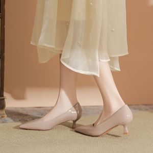 Zapatos de Tacón Bajo de Charol con Punta en Pico, Estilo Slip-On, para Oficina, Moda Femenina, Color Sólido - Product Image 3