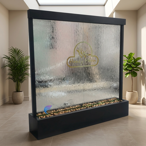 Modern design indoor movable rain curtain LED lights glass waterfall wall ornament Sea life theme wireless remote - Product Image 1