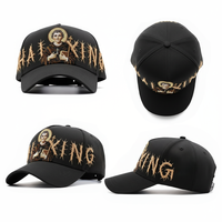 Casquette de baseball unisexe personnalisée à calotte courbée, 100 % coton, visière à 5 panneaux, motif lettres, noire