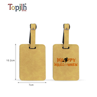 Étiquette de bagage en cuir PU vierge pour sublimation Topjlh, imprimable double face, 6 couleurs disponibles, impression personnalisée du logo et du nom, pour valise de voyage