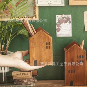 กล่องเก็บของรูปทรงบ้านไม้สำหรับใส่ดินสอเครื่องเขียนตกแต่งโต๊ะทำงาน - Product Image 4