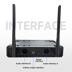<span class=keywords><strong>Sistema</strong></span> <span class=keywords><strong>de</strong></span> Micrófono Inalámbrico UHF Profesional <span class=keywords><strong>de</strong></span> 2 Canales para Karaoke con un Transmisor y Dos Micrófonos <span class=keywords><strong>de</strong></span> Mano - Product Image 3