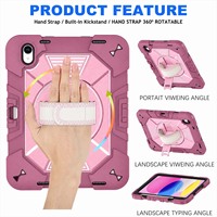 Casing OEM untuk iPad A16, Casing 11 Inch untuk iPad Generasi ke-11, Penutup Tablet Anti Benturan dengan Penyangga Terintegrasi dan Tali Pegangan