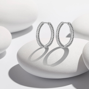 Pendientes de plata S925 con logotipo original para mujer con aro de diamante grande de alta calidad para boda o fiesta, regalo de cumpleaños - Product Image 3