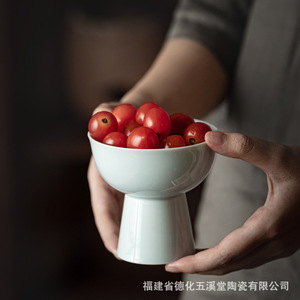 Assiette à fruits en céramique chinoise sur pied, en porcelaine, luxe rétro, pour la maison - Product Image 4