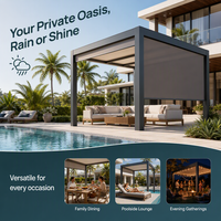 Pergola motorisée en aluminium avec filet d'ombrage respirant anti-UV pour balcon, jardin, piscine