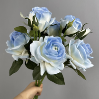 Künstliche Seidenrose mit 3 Köpfen, Naturgetreue Große Blume für Innenräume, Heimdekoration, Hochzeit und Abschlussfeier
