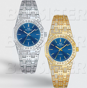 Montre de luxe pour femme en or, cadran octogonal à quartz avec strass, affichage analogique, fermoir déployant - Product Image 3