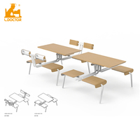 Tables et chaises de salle à manger pour 4 personnes, ensemble en bois pour salle à manger scolaire, cantine