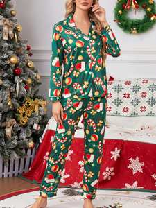 Vente en gros du fabricant Ensemble <span class=keywords><strong>de</strong></span> pyjamas <span class=keywords><strong>de</strong></span> Noël 2 pièces à manches longues, élégants, respirants et confortables pour femmes - Product Image 6