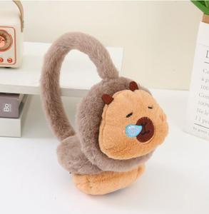 Orejeras de Felpa de Capibara de Dibujos Animados para Invierno, para Niños, Unisex, Forradas de Felpa Corta, Cálidas - Product Image 2