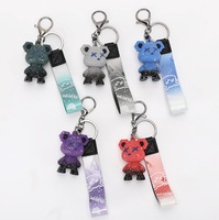 Porte-clés mignon en forme d'ours grincheux avec dégradé d'étoiles, en plastique léger, pendentif créatif, cadeau pour les couples