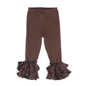 Hot Sales <b>Toddler</b> Ruffle Leggings Solid Color Triple Cotton Wholesale Kids Clothing Girls Ruffle Pants - Product Image 3