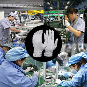Guanti da lavoro in microfibra in poliestere per la pulizia Esd Esd, protezione elettronica industriale bianca e Anti-statica - Product Image 4