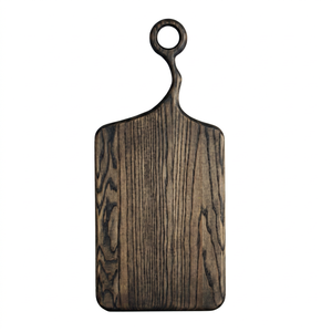 Planche de service rectangulaire en bois de frêne avec poignée en anneau, teinte foncée naturelle, HORECA, gravure personnalisée OEM, Vietnam - Product Image 1