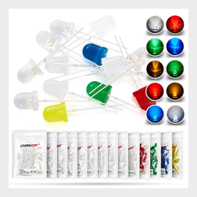 50pcs 8mm LED Emitting Diode Micro Indicator White Red Green Blue Yellow 3V DIY PCB Circuit Transparent Diffused Arduino Bulb