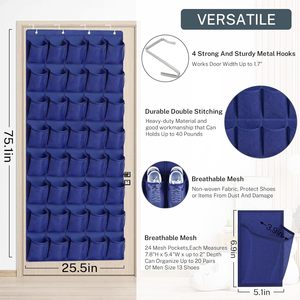 Organisateur de chaussures à suspendre derrière la porte, 40 poches, en maille, pour ranger les chaussures derrière la porte - Product Image 3
