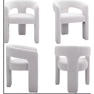 Chaise de salle à manger moderne de style sherpa avec revêtement en <span class=keywords><strong>fourrure</strong></span> artificielle pour cuisine, salon, <span class=keywords><strong>blanche</strong></span> ou pour utilisation en réception - Product Image 1