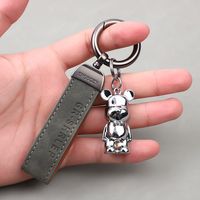 Porte-clés en cuir PU, ours violent créatif, pendentif 3D pour clés de voiture, porte-clés de voiture pour couple garçon-fille