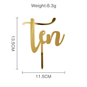 Adorno de Pastel con Números Dorados Cortados con Láser: 60, 80, 10, 70, 40, 50, Adorno de Pastel de Acrílico con Número para Feliz Cumpleaños - Product Image 6