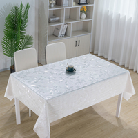 Nappe de table en tissu blanc perlé irisé RNPT avec un motif subtil, nappe ajustée pour table rectangulaire