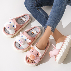 Giảm Giá 50% Giá Rẻ Bán Buôn Phụ Nữ Dép Phim Hoạt Hình Linen Dép zapatos De Mujer Phụ Nữ Của Động Vật In Dép - Product Image 6