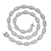 Chaîne de tennis en argent 925 plaqué or véritable, avec moissanite VVS circulaire, bijoux hip-hop tendance, vente chaude pour homme
