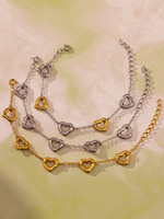 Bracelet tendance pour femme en acier inoxydable plaqué or 18 carats certifié H2, avec fermoir cœur creux et chaîne, bijoux soudés