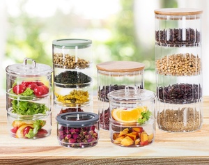 Daji Hydro bán buôn Stackable thực phẩm thủy tinh <span class=keywords><strong>Jar</strong></span> với kính nắp lò vi sóng an toàn tùy chỉnh thiết kế bát thủy tinh - Product Image 2