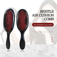 Peigne de massage ovale personnalisé avec logo pour démêler les cheveux, brosse à poils de sanglier et nylon