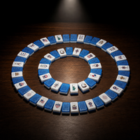 Mahjong Patriótico de EE. UU. - Fichas de Mahjong Acrílicas con Brillo Azul y Diseño de Bandera y Águila, Juego de 160 Fichas para Noche de Juegos