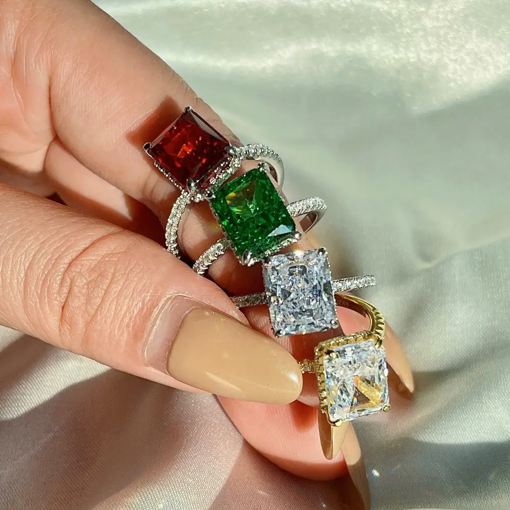 Dylam anel de prata esterlina 925, cristais de cura 8a cz para mulheres, joias de casamento