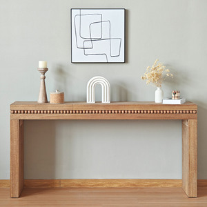 Rustic Wood Console <b>Table</b> 64in Decorative Beaded Trim Entryway <b>Table</b> - Product Image 1