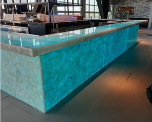 Barra de <span class=keywords><strong>Bar</strong></span> Comercial Moderna con Retroiluminación LED, Forma Curva Personalizada, de Mármol, para Uso en Centros Comerciales y Hospitales - Product Image 6
